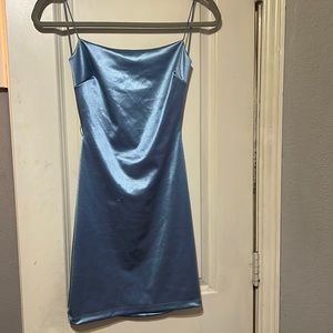 Blue mini backless dress